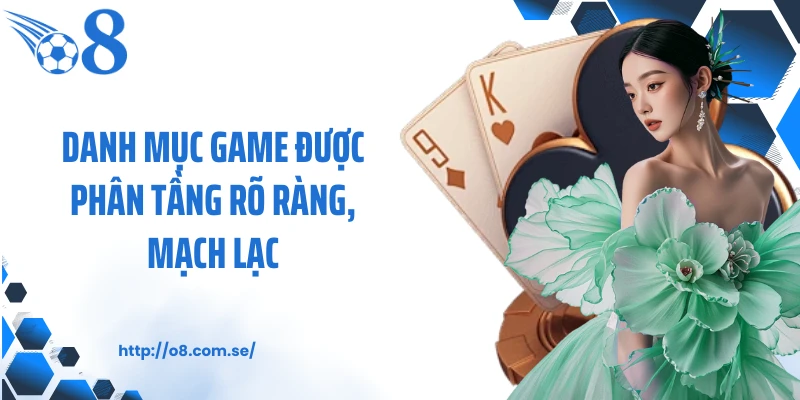 Danh mục game được phân tầng rõ ràng, mạch lạc